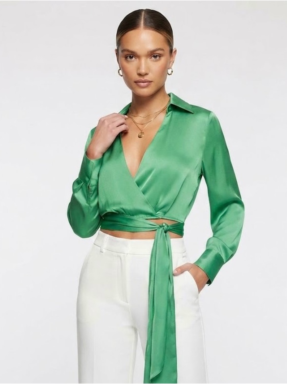 (New) Ramy Brook Krissy Satin Wrap Blouse